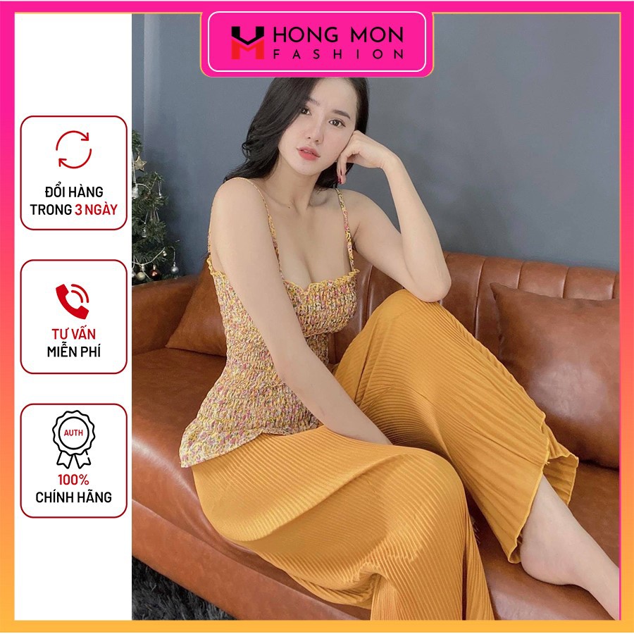 [FREESHIP+ĐẸP LẠI SANG] Set Bộ Áo 2 Dây Thun Dúm Quần Dập Ly cực sang chảnh gợi cảm