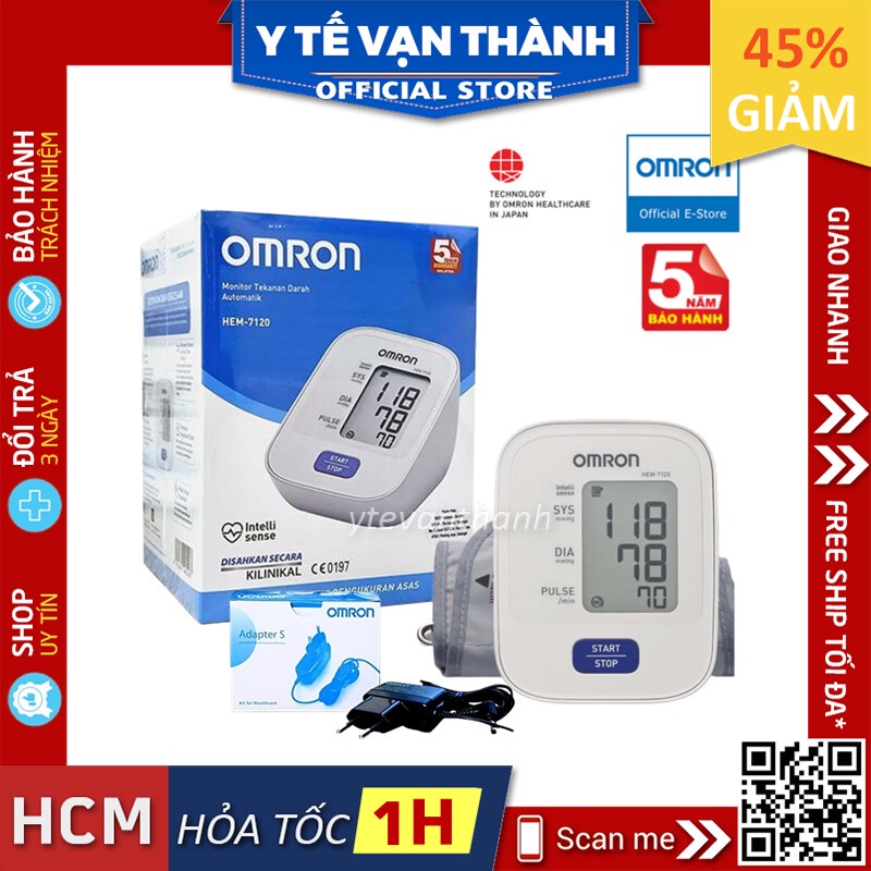 ✅ [KÈM ADAPTER XT] Máy Đo Huyết Áp Bắp Tay Omron HEM-7120 | BH Chính hãng 5 năm -VT0861