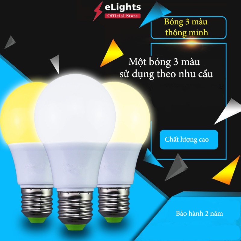 Bóng Đèn Led Tròn 5W E27 Đổi 3 Màu Trang Trí Nội Thất/Gương/Ngoài Trời Chống Nước Hàng Chính Hãng eLights