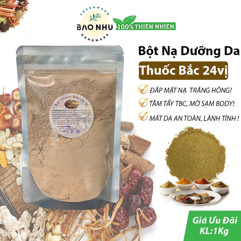 1kg Bột Thuốc Bắc 24 Vị Trắng Face/Body Handmade