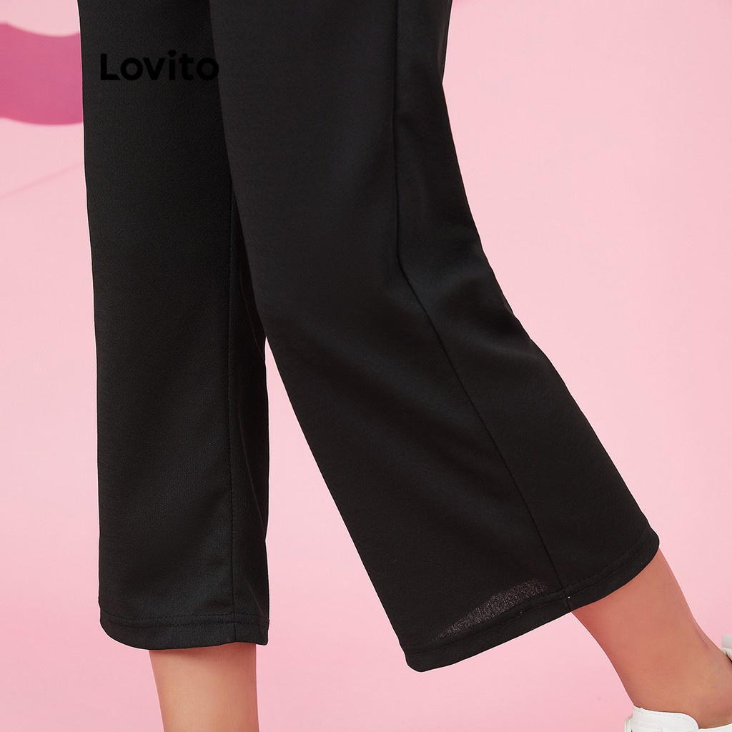 Quần Lovito trơn màu có tua rua phong cách preppy L16X286 (đen)