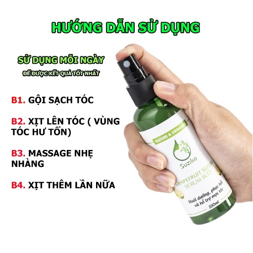 Xịt dưỡng tóc tinh dầu bưởi Suziko kích thích mọc tóc và ngăn ngừa gẫy rụng hiệu quả 100ml