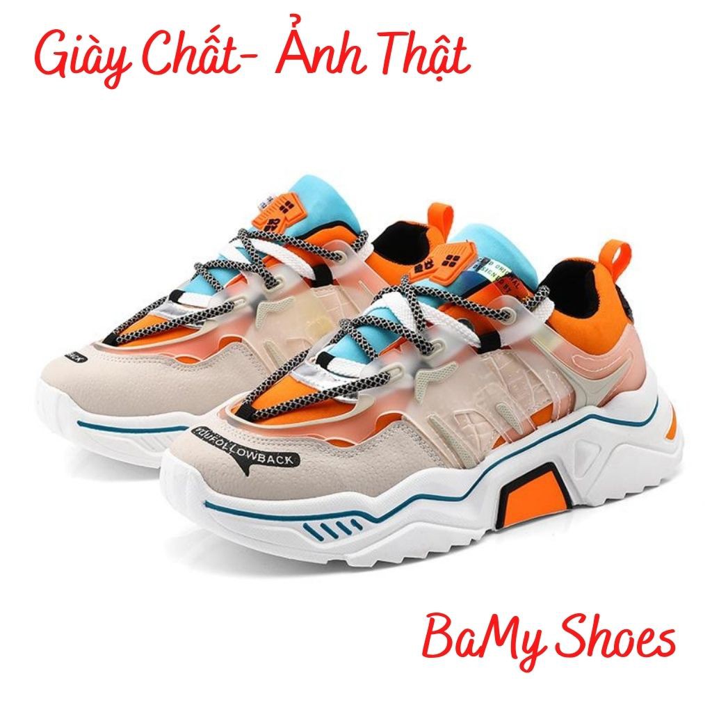 Giày Sneaker Nam Tăng Chiều Cao 6cm Màu Cam Phối Nhựa Trong Suốt  BAMY M94