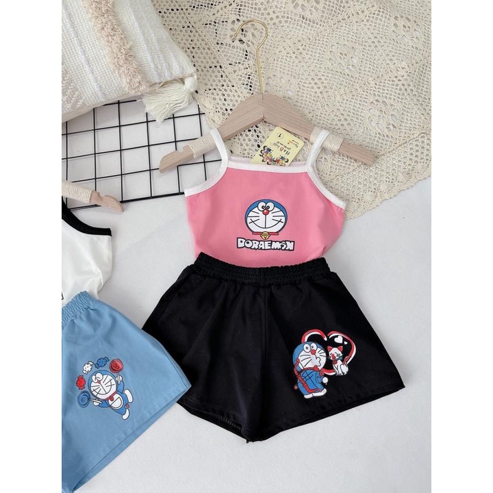 [MẪU MỚI] BỘ HAI DÂY DORAEMON CHẤT COTTON MỀM MÁT SIÊU ĐÁNG YÊU CHO BÉ 8-8KG. VIDEO THẬT. XƯỞNG MAY BIBO