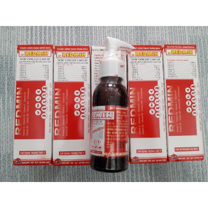 redmin 100ml. nhỏ miệng hoặc pha uống. tăng lực chó mèo, chim cảnh, dúi, thỏ