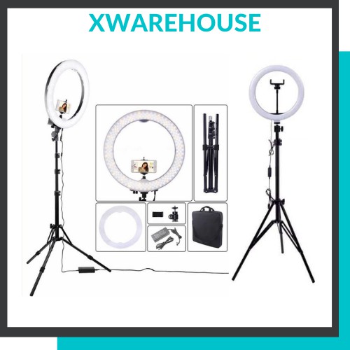 Đèn led livestream 26cm, 33cm, 45cm kèm chân đèn và giá đỡ điện thoại, đèn livestream quay phim chụp ảnh