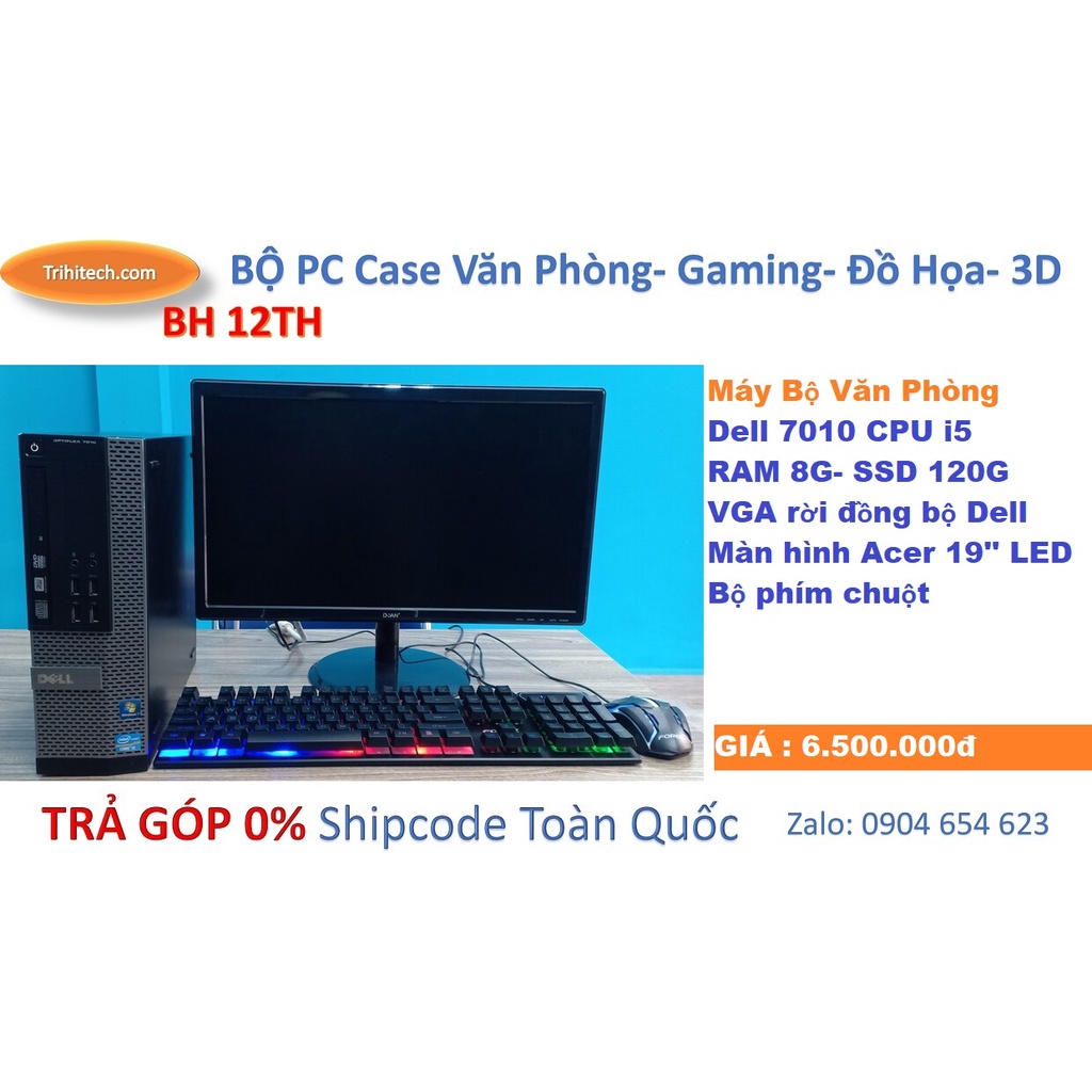 [Zalo giá tốt] Máy tính Văn Phòng Dell 7010 i5|ram8g|ssd120g|vga rời đồng bộ dell| màn 24inch