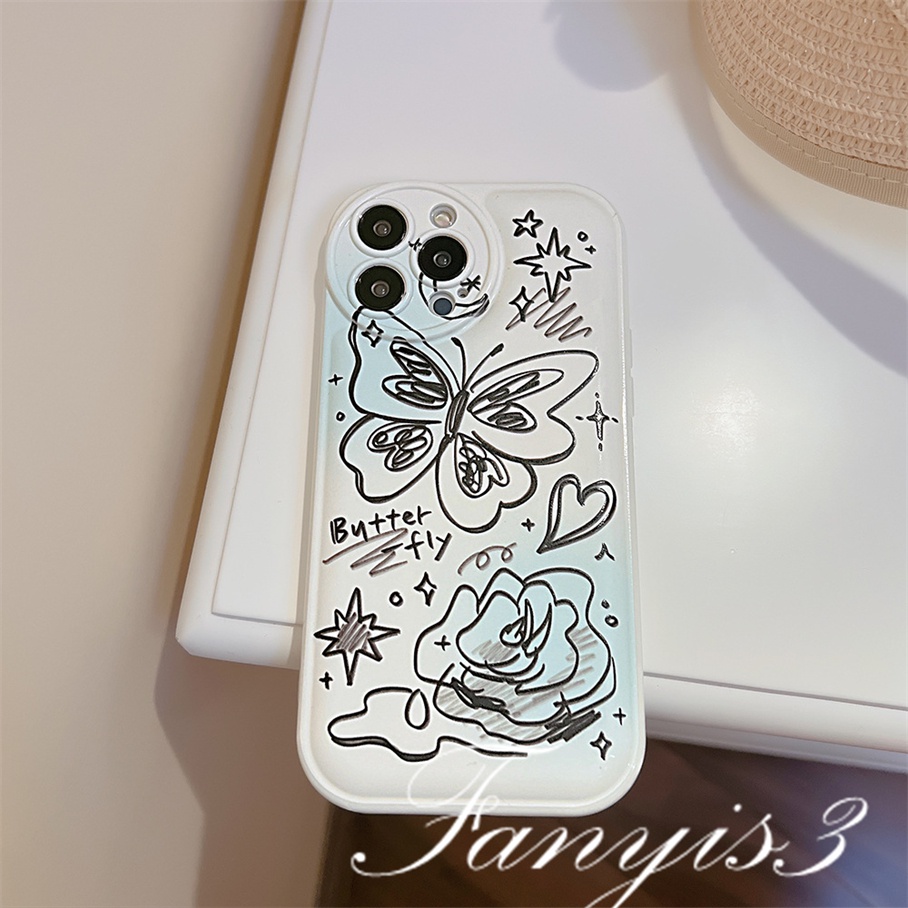 Ốp Điện Thoại Mềm Đệm Khí In Hình Bướm Cho iPhone 14 13 12 11 Pro Max X XR Xs Max 8 7 6 6s Plus SE 2020