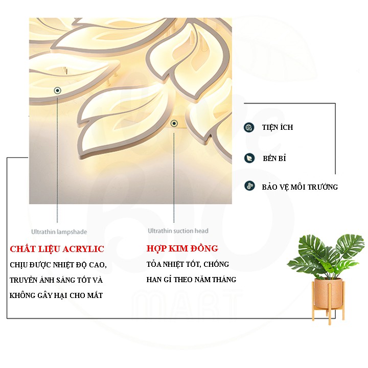 Đèn Ốp Trần Trang Trí – Đèn ÂmTrần Trang Trí Phòng Khách, Gồm 3 Chế Độ Ánh Sáng, Có Điều Khiển Từ Xa Tiện Dụng – BIO135