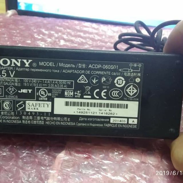 Nguồn Adapter Tivi Sony 19,5v-3,05A Hàng ZIN Theo Máy Chính Hãng Giá Tốt