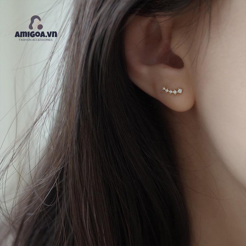 ✨✨Bông Tai Hình Học Đính Đá Zircon Nhỏ Đơn Giản Dễ Thương