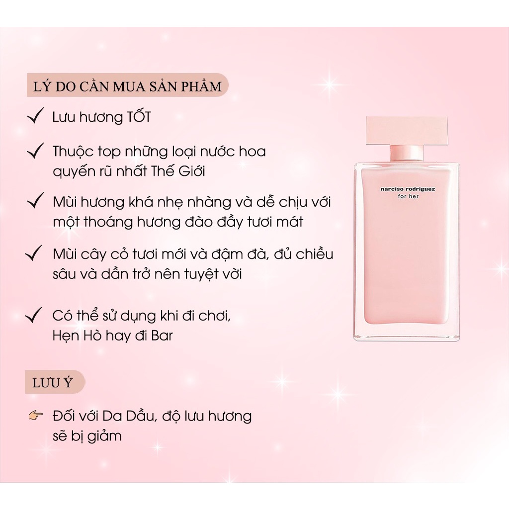 Nước Hoa Nữ Narciso Rodriguez Narciso For Her EDP 100ml - Dầu thơm nữ hương thơm Tươi Mát Tinh Tế Gợi Cảm