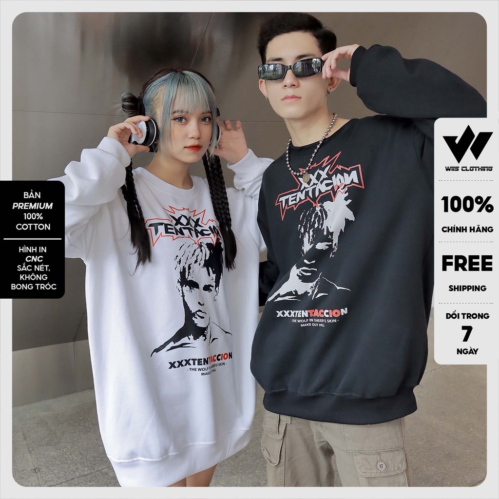 Áo sweater form rộng WIIS unisex XXX oversize tay dài thời trang nam nữ ulzzang