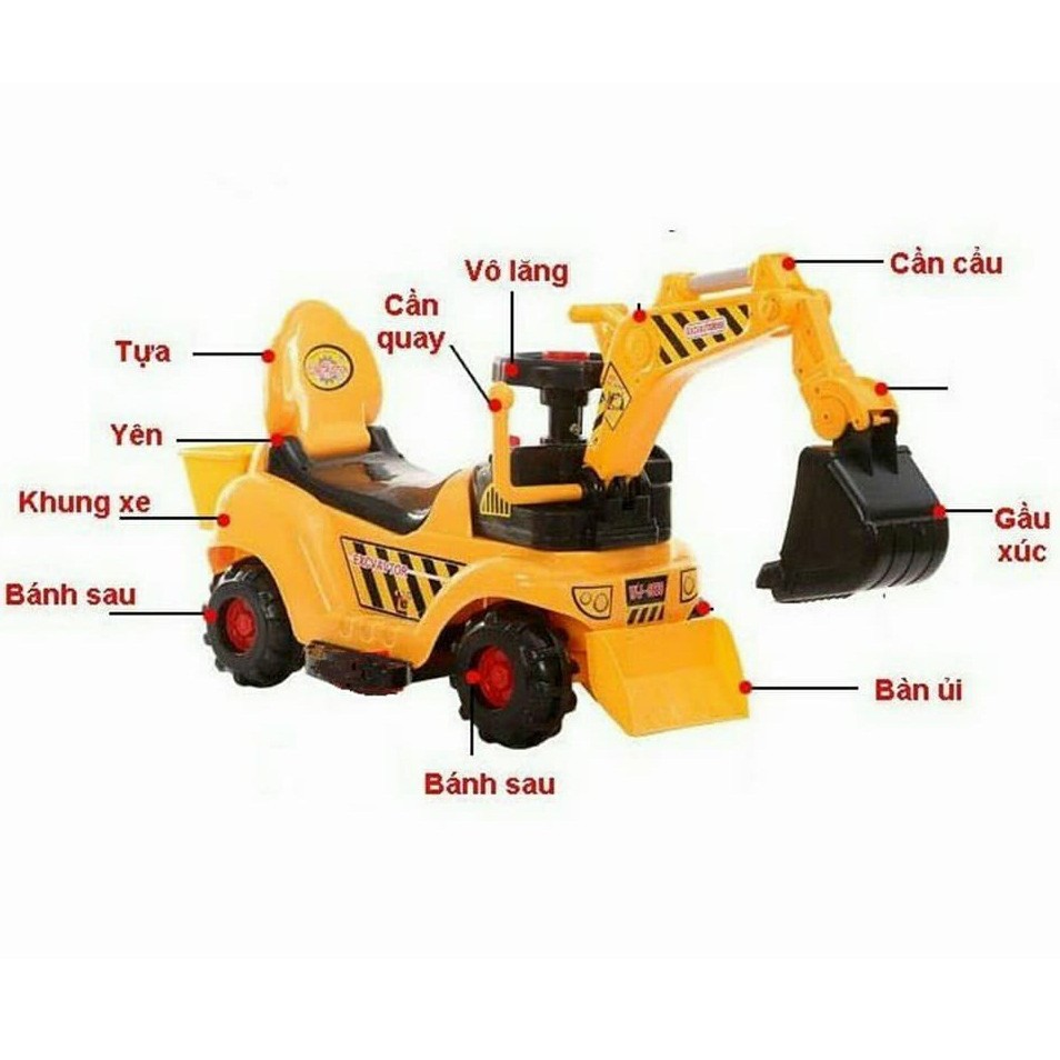 Xe cẩu chòi chân 2 chế độ (có nhạc + đèn + tựa lưng + giỏ đ