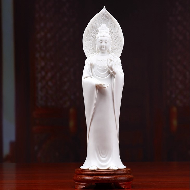 Bộ tượng Phật Tây Phương Tam Thánh bằng sứ tuyết cao cấp màu trắng - Tự Thanh