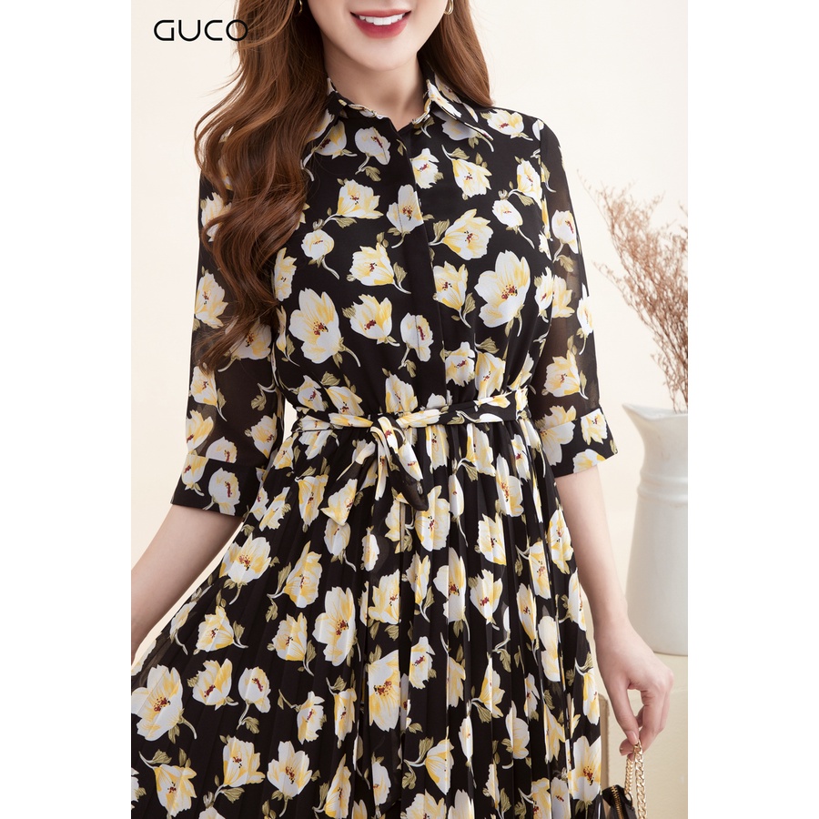 Đầm Cổ Sơ Mi - Hoa Vàng 3585 Guco
