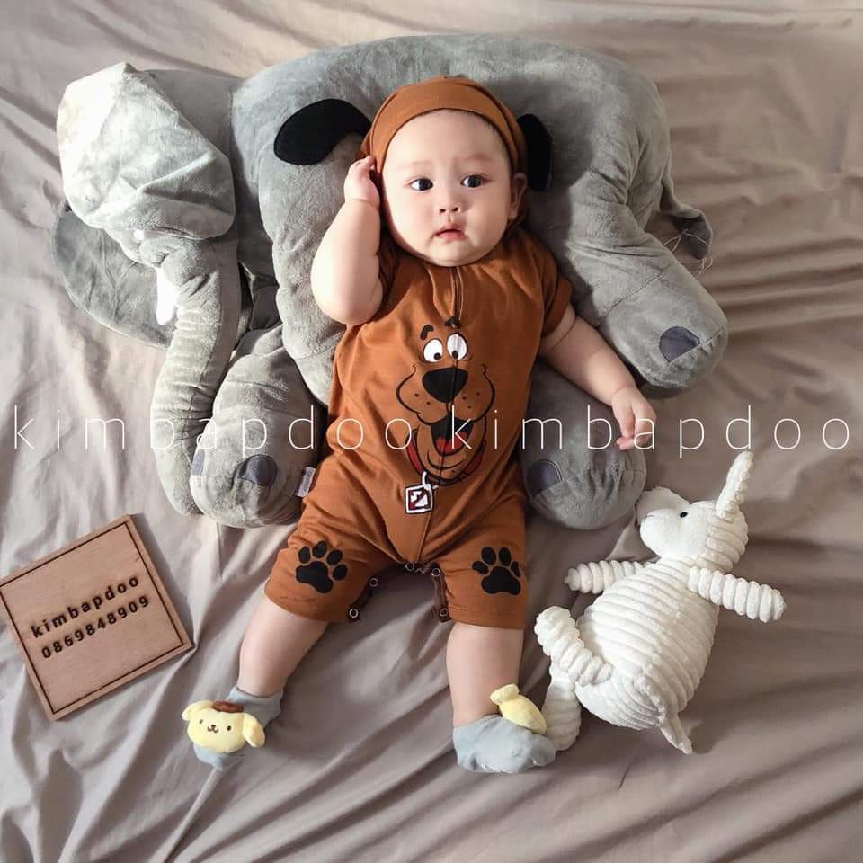 Bộ Bodysuit Đùi Liền Nón Dây Kéo Cao Cấp Hình Chó Nâu Cho Bé - Mihababy - BDSDUILIENNON_CHONAU