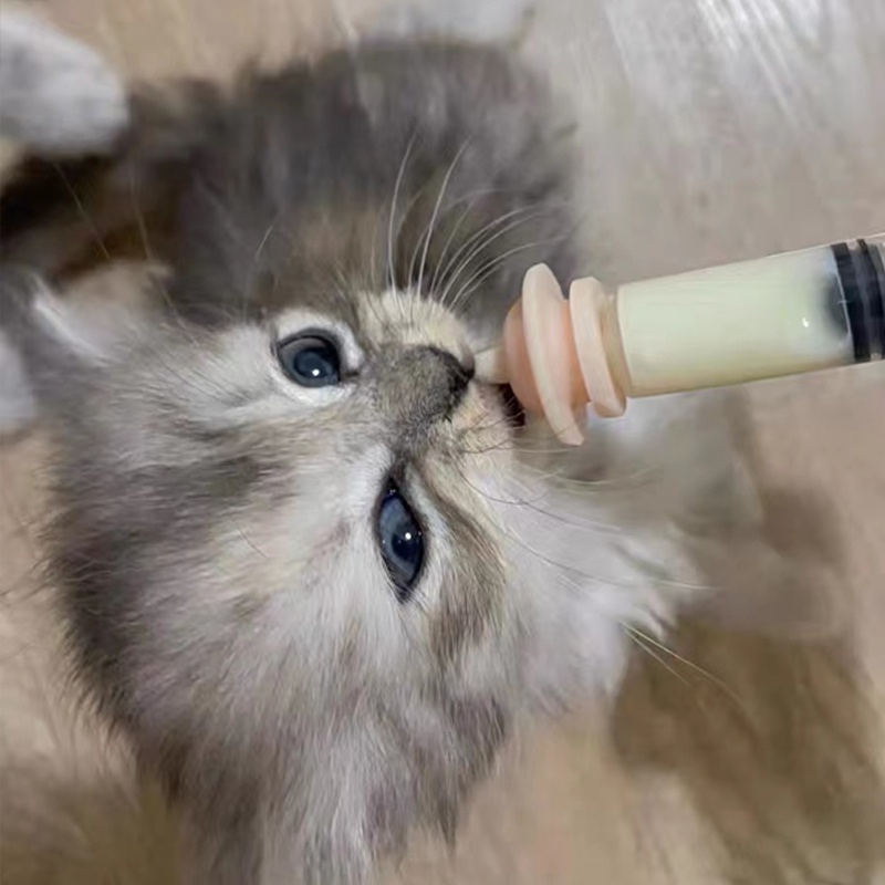Núm vú Silicone cho thú cưng uống sữa size S dành cho chó mèo thỏ sơ sinh kèm xilanh bơm 1 - 10 ml