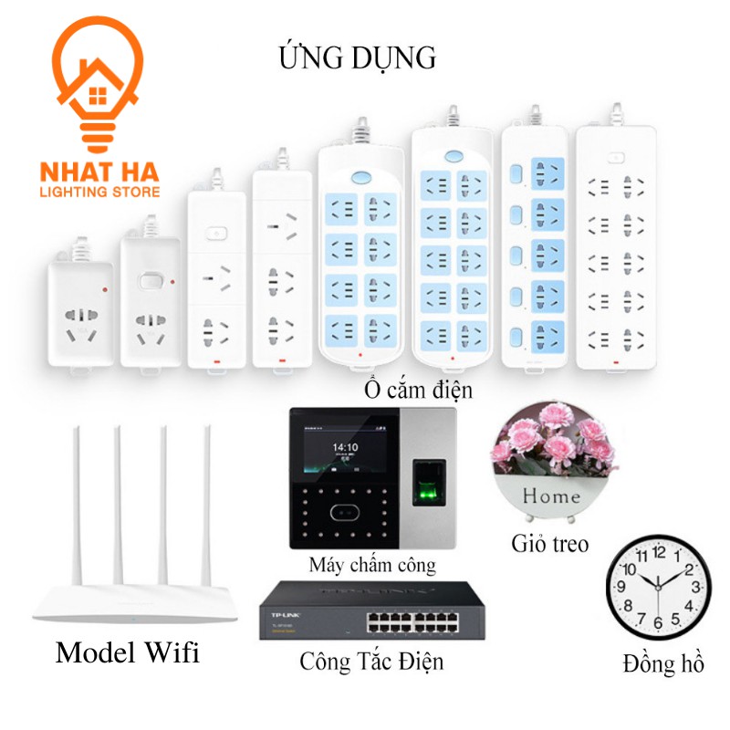 Giá đỡ ổ cắm điện dán tường Nhật Hạ. Miếng dán dạng trượt treo cục phát wifi, cố định remote tháo lắp tiện lợi.