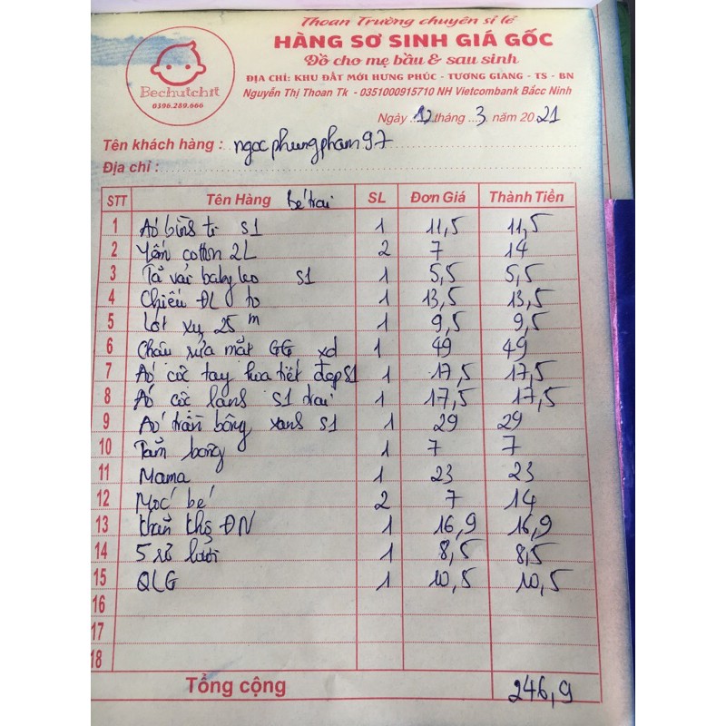 combo đi sinh 12/3 (Số 1)