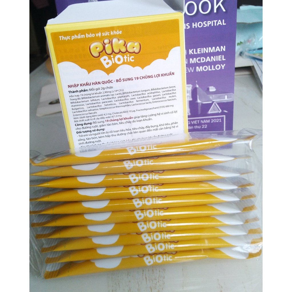 Men vi sinh Pika Biotic bổ sung 19 chủng lợi khuẩn  chống rối loạn tiêu hóa. hộp 30 gói