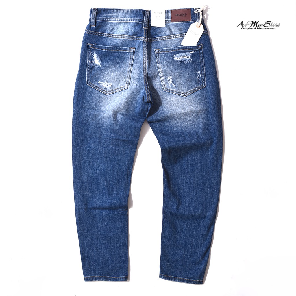 Quần jean nam rách xanh nhạt Routine