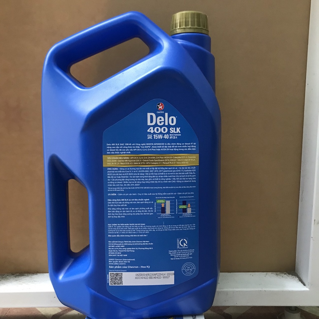 Dầu động cơ Diesel Delo 400 SLK 15W40 CK-4 / 5L