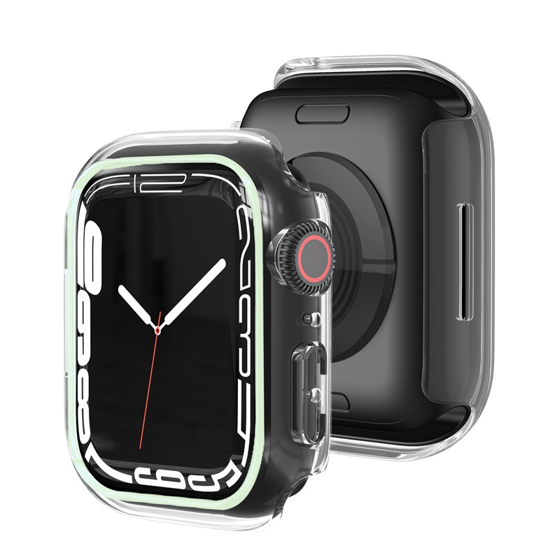 Ốp Bảo Vệ Bằng PC Cứng Viền Dạ Quang Cho Apple Watch 45mm 41mm 38mm 42mm 40mm 44mm iWatch 7 6 5 4 3 SE