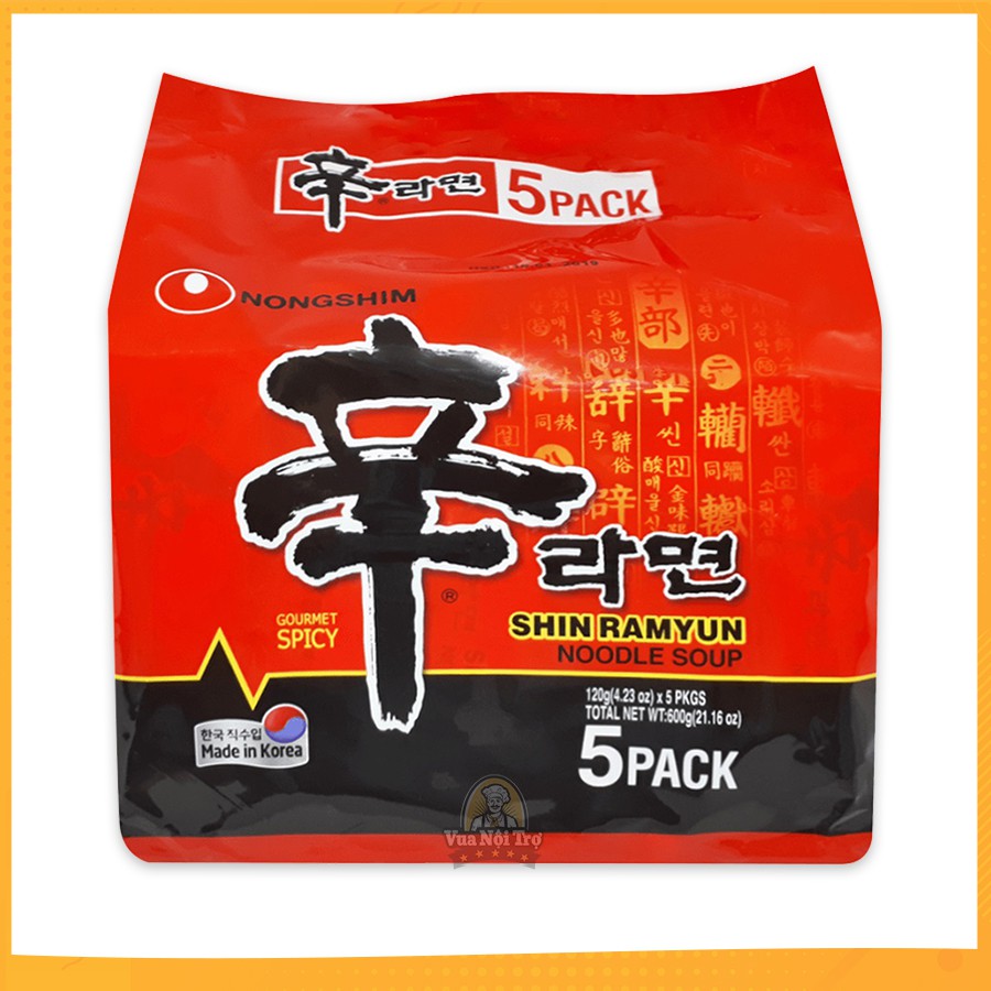 Lốc 5 Gói Mì Shin Ramyun Nongshim - Mì Cay Hàn Quốc (120g/gói)