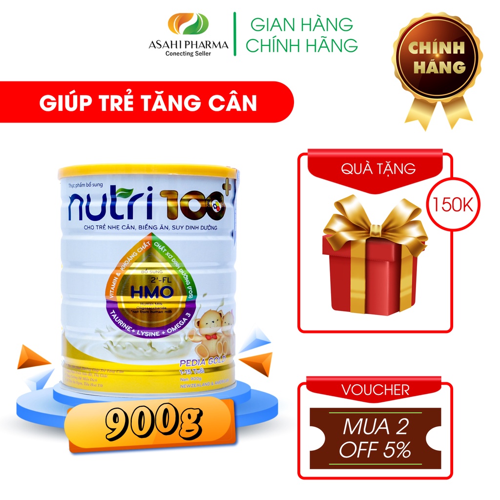 Sữa bột dinh dưỡng giúp trẻ tăng cân NUTRI 100+ Pedia Gold 900g