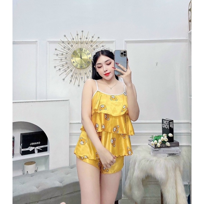 Set đùi áo dây 3 tầng gấu dễ thương