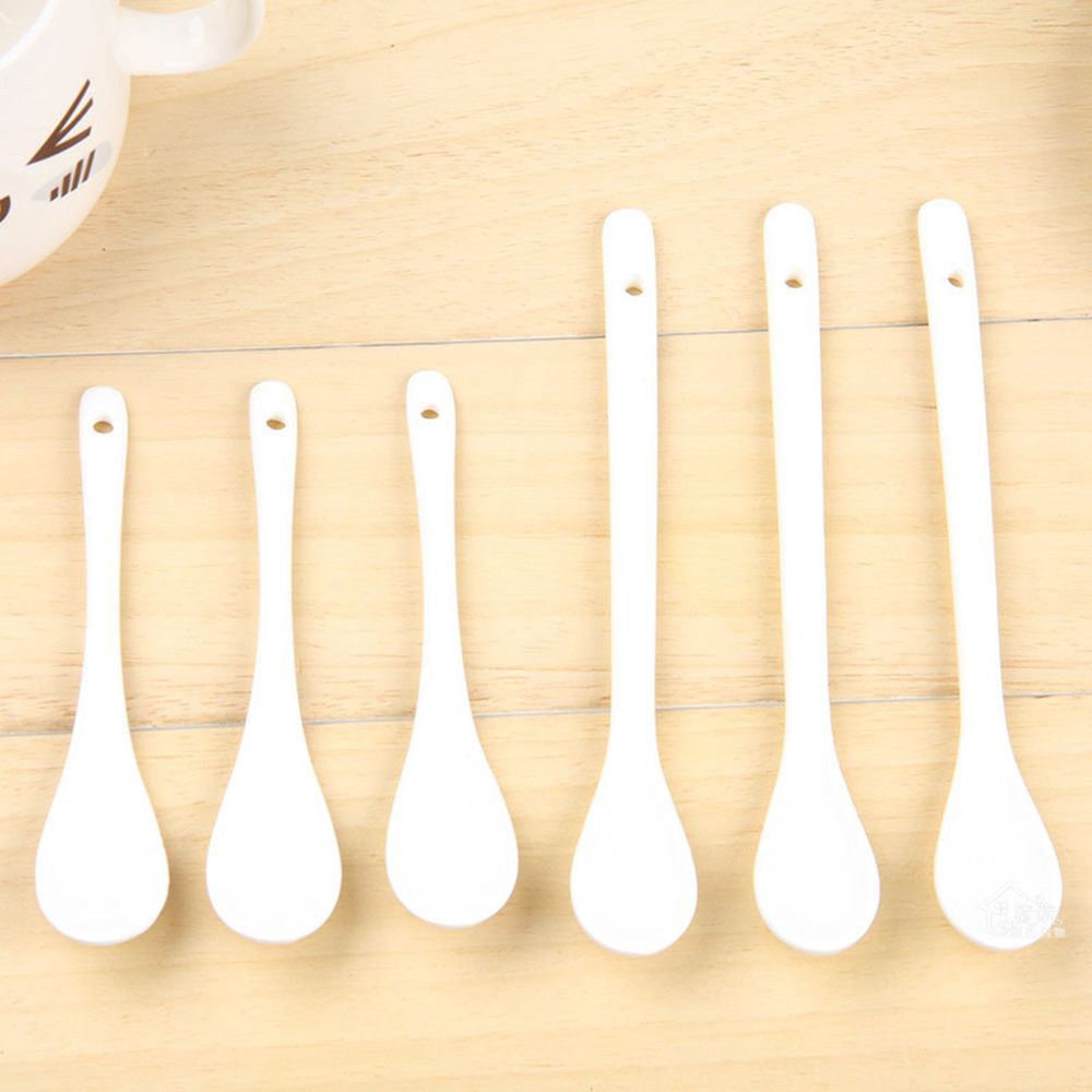 Bộ 1/3 Muỗng Ăn Tráng Miệng/Uống Cà Phê Cỡ Nhỏ/Lớn Màu Trắng Trơn Tiện Dụng Cho Nhà Bếp