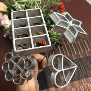 Khuôn Bánh Nhúng truyền thống Gang, bánh của tuổi thơ hình Tim, chữ nhật, Bông mai, ngôi sao