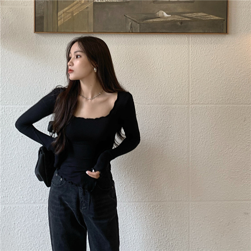 DUNEA Áo Thun Dệt Kim Tay Dài Co Giãn Tốt Thiết Kế Trẻ Trung Cho Nữ