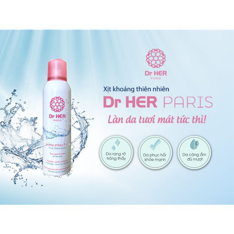 Xịt Khoáng Dưỡng Ẩm Làm Dịu Da PHÁP Dr.Her Pure Water Spray 150ml, 400ml | Unknown Beauty | BigBuy360 - bigbuy360.vn