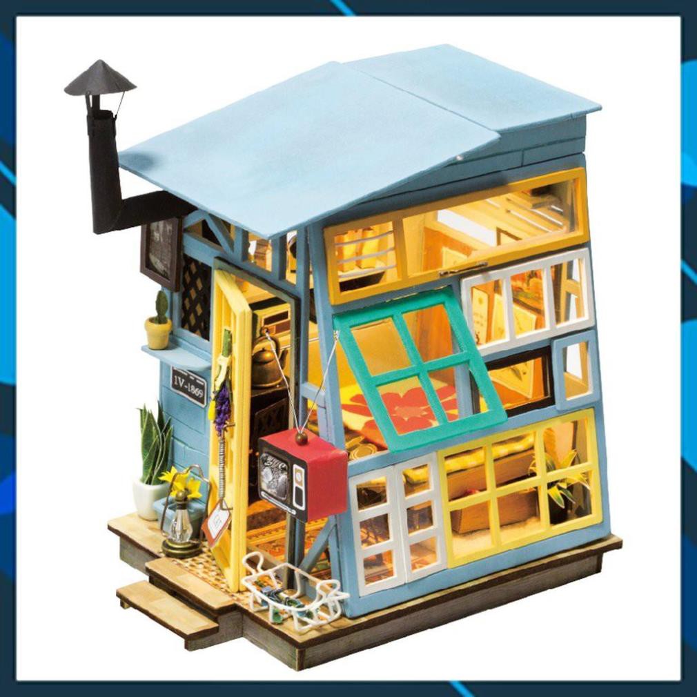 Mô hình nhà búp bê gỗ DIY Nhà búp bê có đèn Wooden hut Robotime Toy World