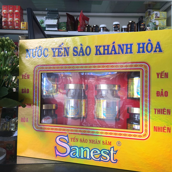 Nước yến sào Khánh hòa Sanest Nhân sâm [Hộp 6 hũ 70ml]