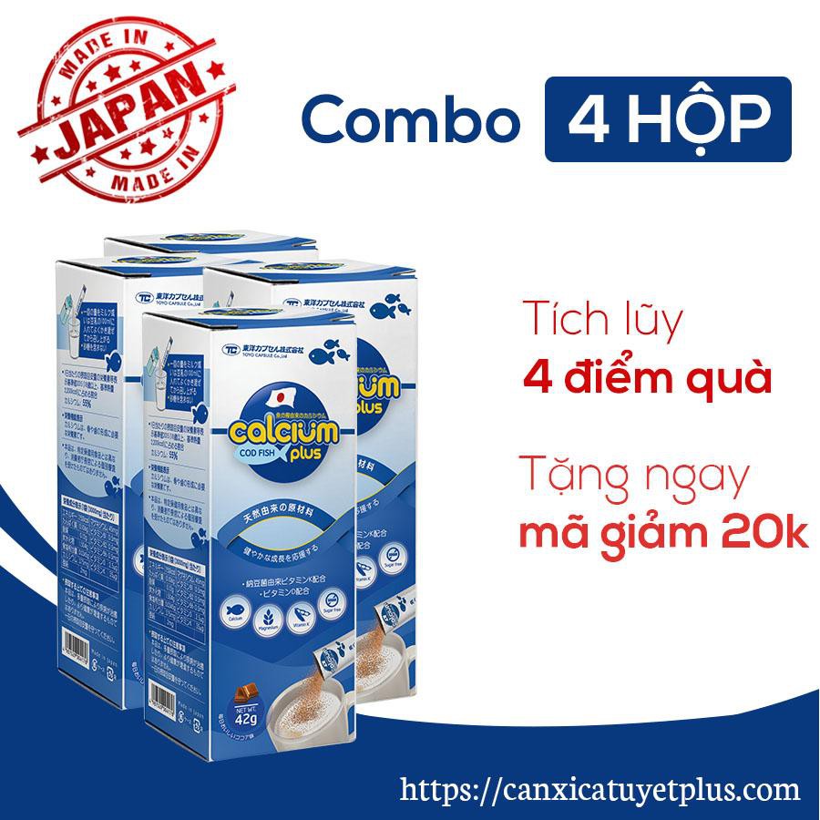 [CHÍNH HÃNG - 4 hộp] CANXI CÁ TUYẾT PLUS - Canxi hữu cơ Nhật Bản - Tối ưu chiều cao