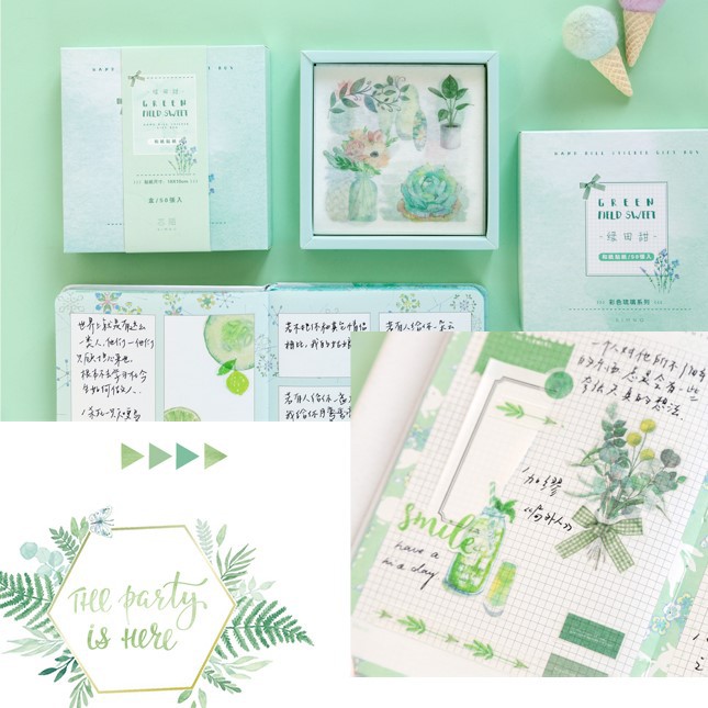Hộp Quà Băng Dính Washi Tape Tấm Sticker Dán 50 100 Tấm - Tách Lẻ 1 Tấm Nhiều Mẫu Cổ Điển Đại Dương