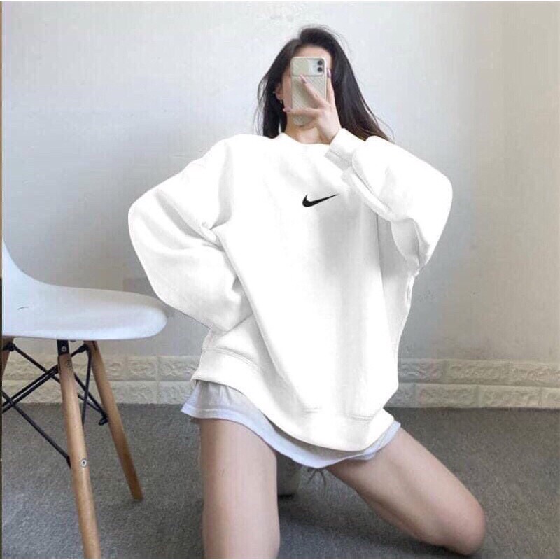 Áo hoodie có mũ form unisex chất liệu nỉ bông, ao hôdie niikee dấu tích nhỏ nam nữ màu trắng, đen và xanh | BigBuy360 - bigbuy360.vn
