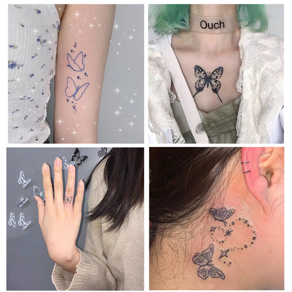 Set 15 Tấm Hình Xăm Dán Tạm Thời Hình Bướm Nhiều Màu Sắc Chống Nước Lâu Trôi Cho Nữ