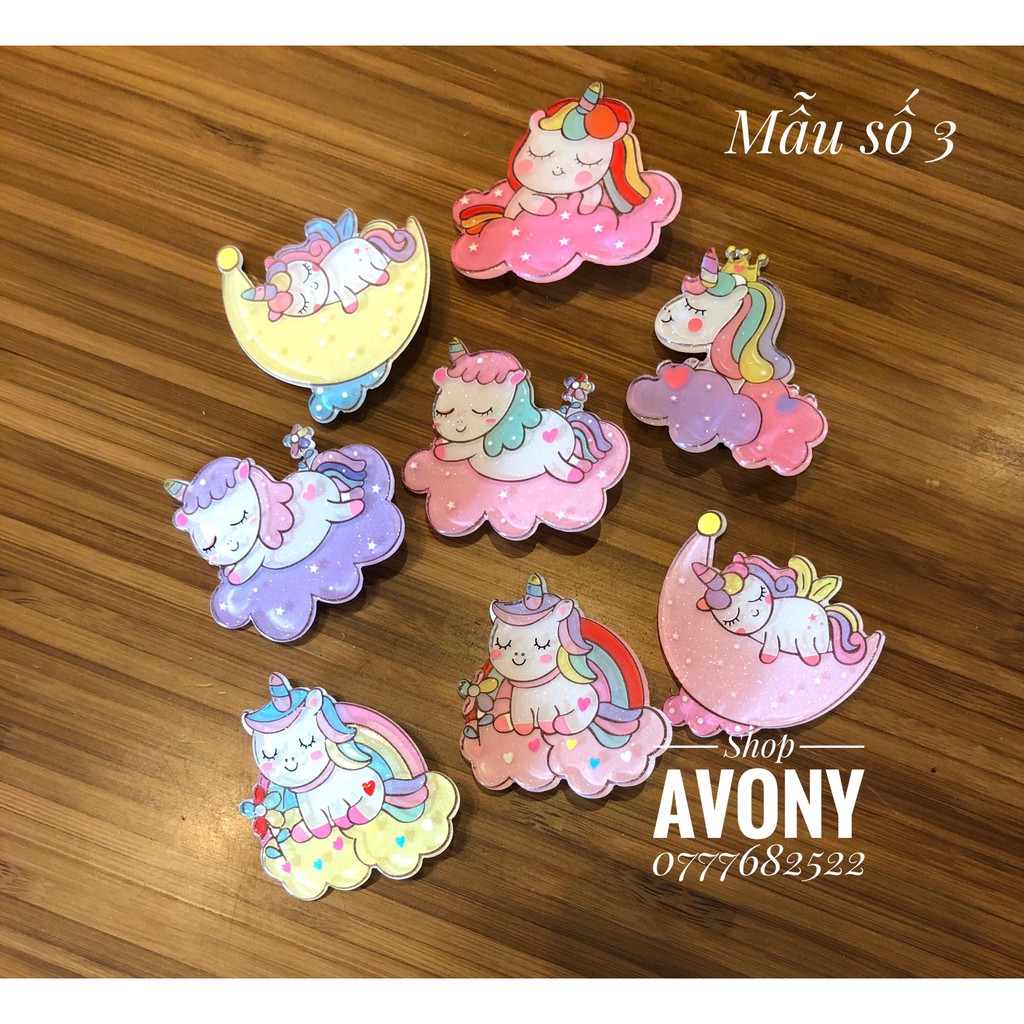 Kẹp tóc mái trẻ em - Cặp mái dành cho bé (mẫu số 3) Kỳ lân mặt trăng pony