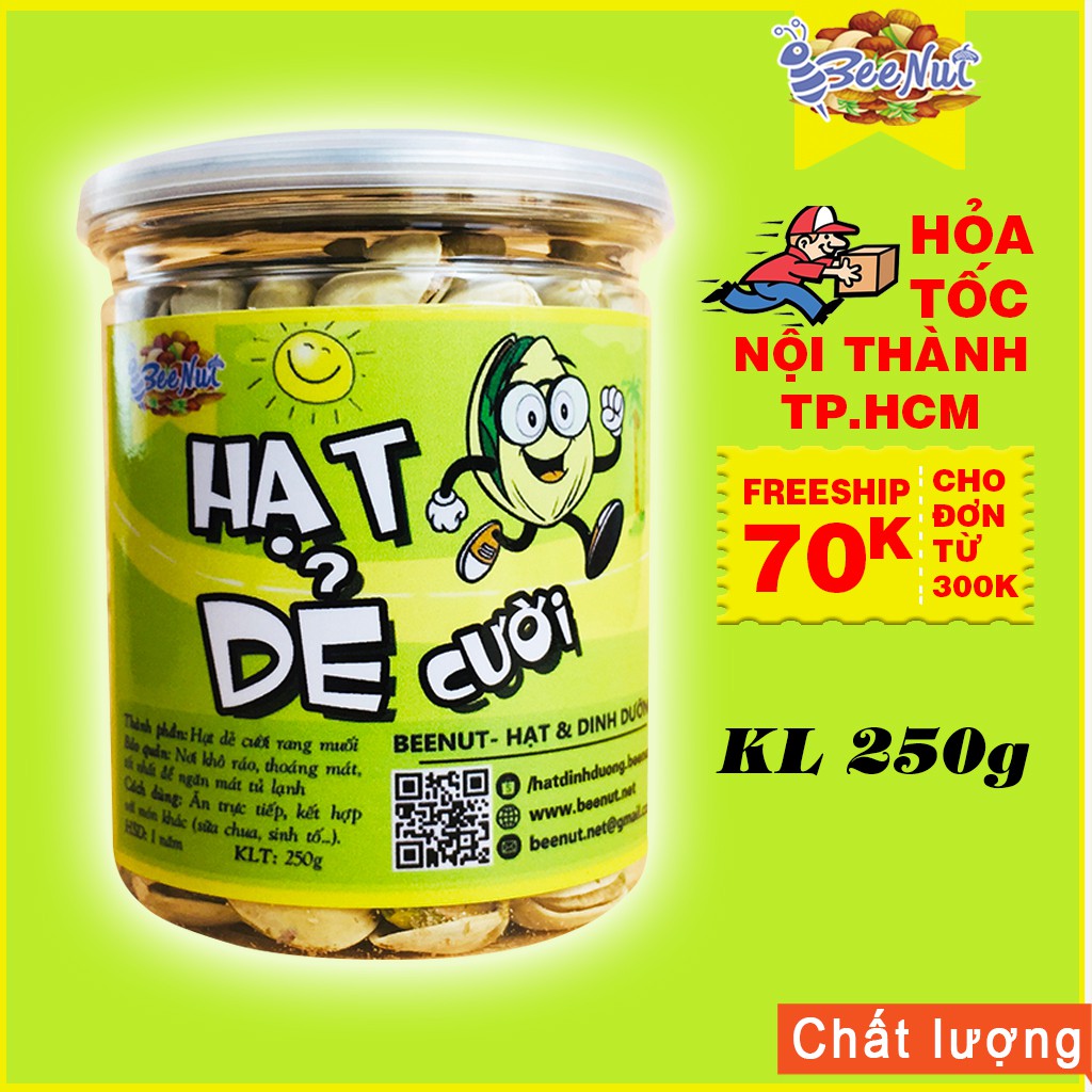 (Hũ 250g) Hạt dẻ cười Mỹ - pistachios - hạt dẻ cười không tẩy trắng - beenut