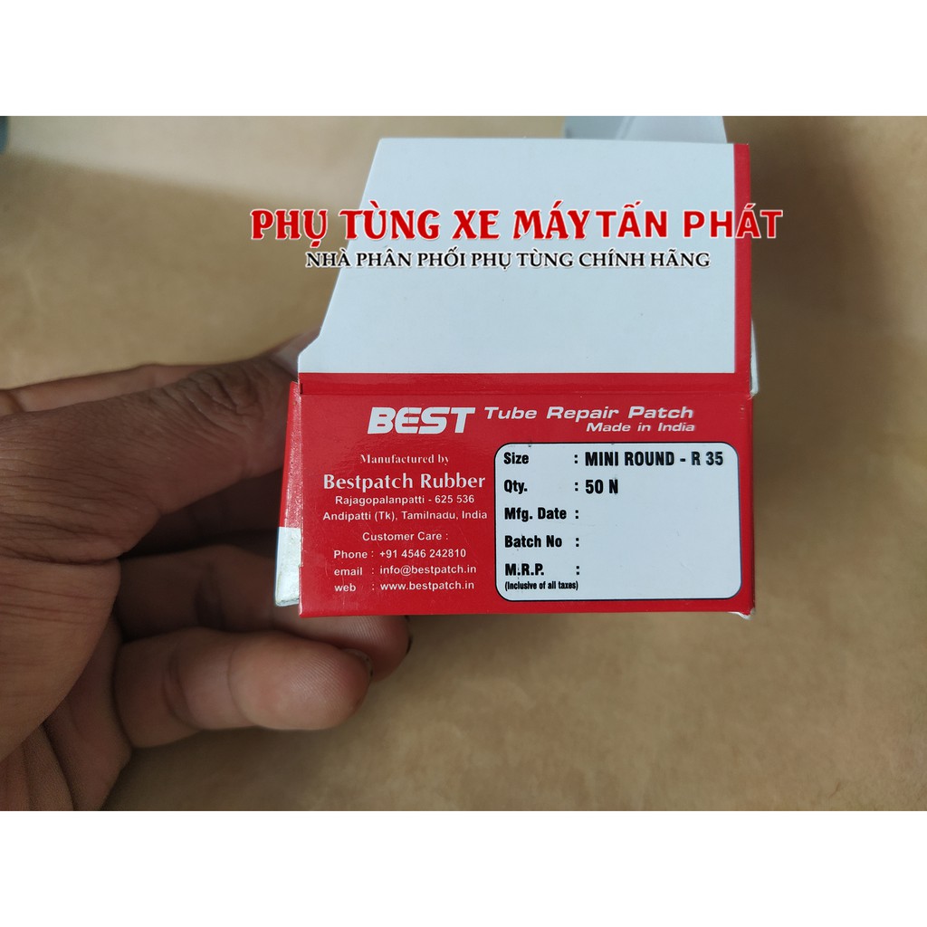 [Cao Cấp] Hộp 50 miếng Tròn 35mm Vá Vỏ - Ruột Xe Đạp Xe Máy Ô Tô Chính Hãng Bestpatch Made INDIA ( ẤN ĐỘ)