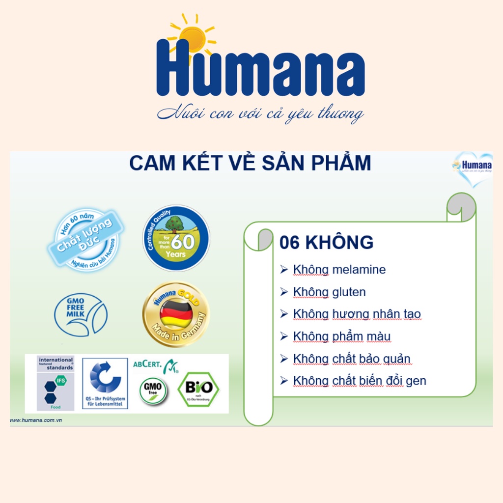 Sữa Bột Công Thức Dinh Dưỡng Dành Cho Trẻ Humana Gold Plus 1  - Nhập Khẩu 100% Từ Đức