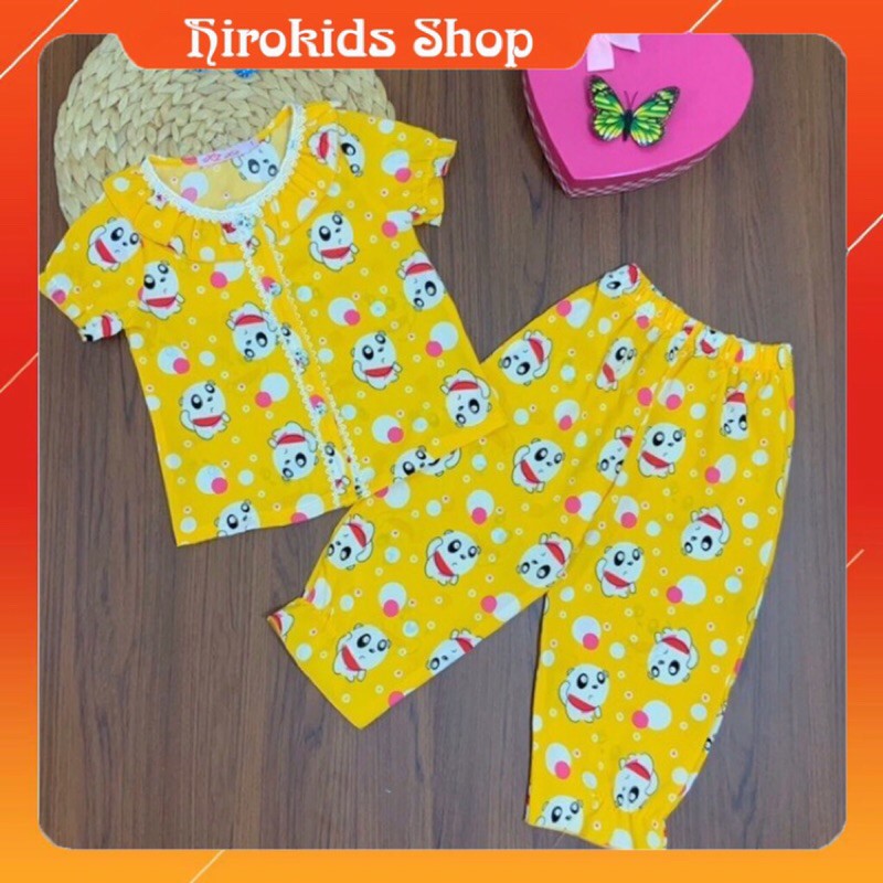 Đồ bộ mặc nhà Pijama Lụa bèo tiểu thư ngắn tay bé gái (12-28kg) - HIROKIDS