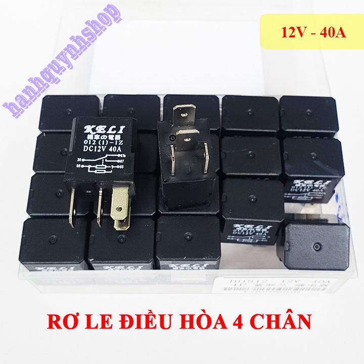 Hộp 20 Rơ le điều hòa ô tô 4 chân 12V 40A hoặc 24V 40A màu đen