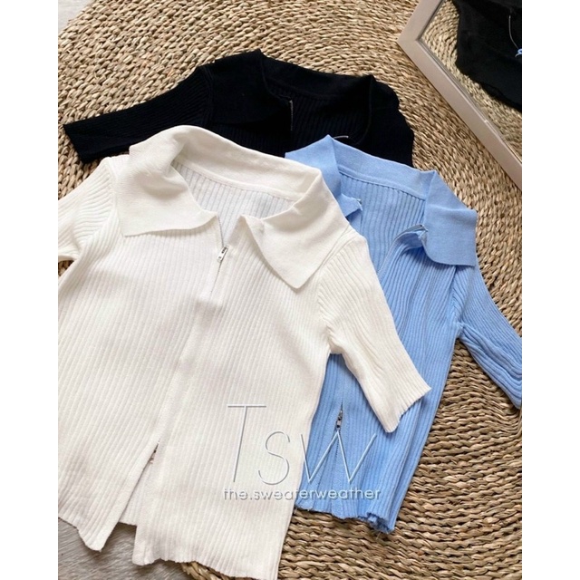 Áo thun len dây khoá kéo 2 đầu tay dài tay ngắn nhiều màu siêu hot
