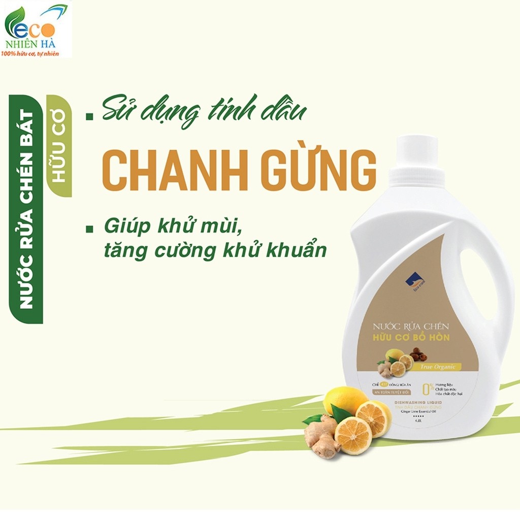 Nước rửa chén hữu cơ ECOCARE 4L tinh dầu cam, nước rửa bát cho bé, an toàn da tay