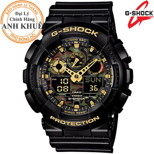 Đồng hồ nam dây nhựa G-SHOCK Casio chính hãng Anh Khuê GA-100CF-1A9DR
